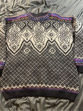 DALE OF NORWAY VINTAGE MENS SWEATER PULLOVER size L LARGE CABLE MERINO